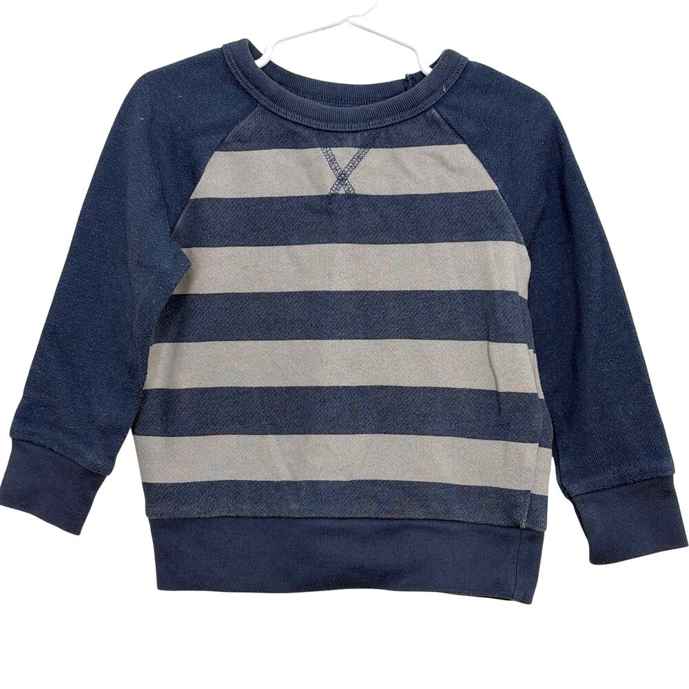 Cherokee Blue & Gray Striped Raglan Pullover Sweatshirt Size 3T